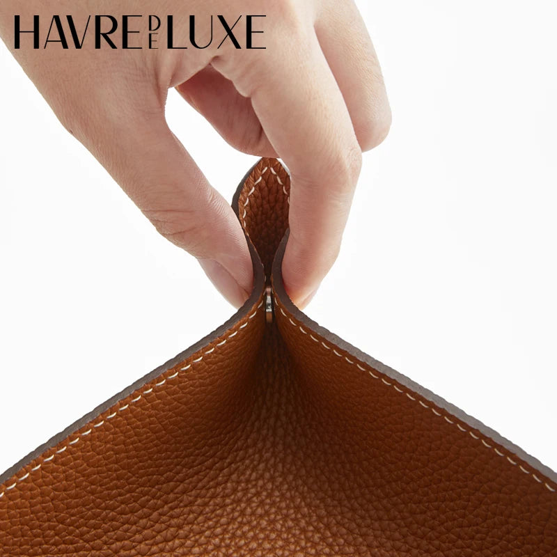 Foldable leather storage tray for various items - vue 4 sur 10