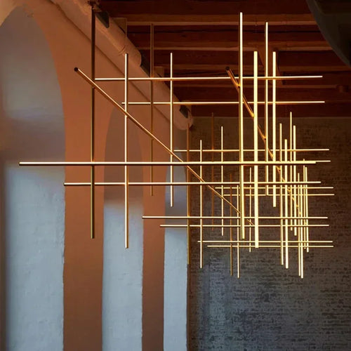 Italian designer tubular LED pendant chandelier - vue 2 sur 15