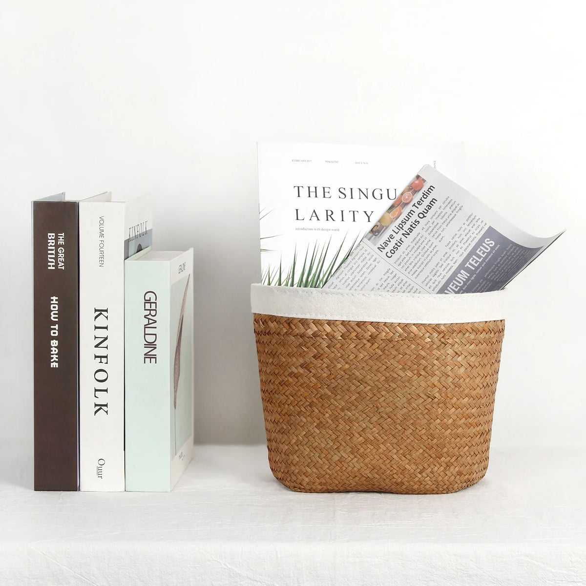 seagrass hanging basket for storage and planting