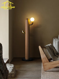 Designer wooden and cactus floor lamp for modern interiors