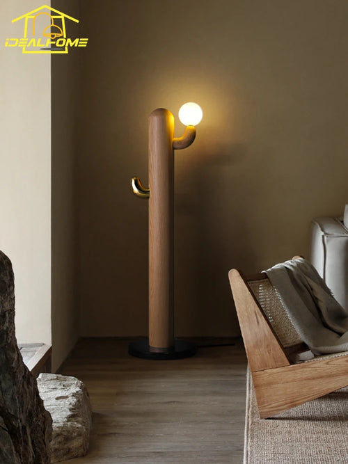 Designer wooden and cactus floor lamp for modern interiors