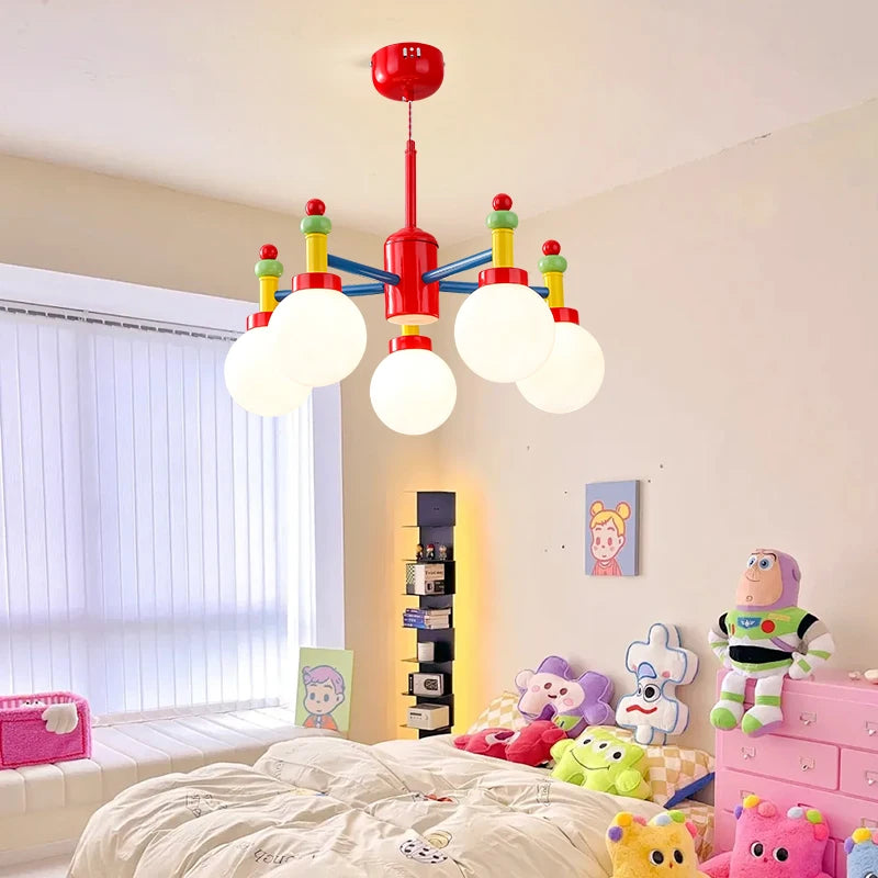 Modern LED chandelier for children's room, medieval memphis style - vue 5 sur 7