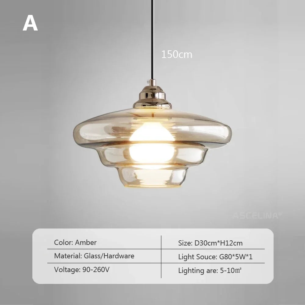 Retro glass pendant light for modern decor - vue 7 sur 9