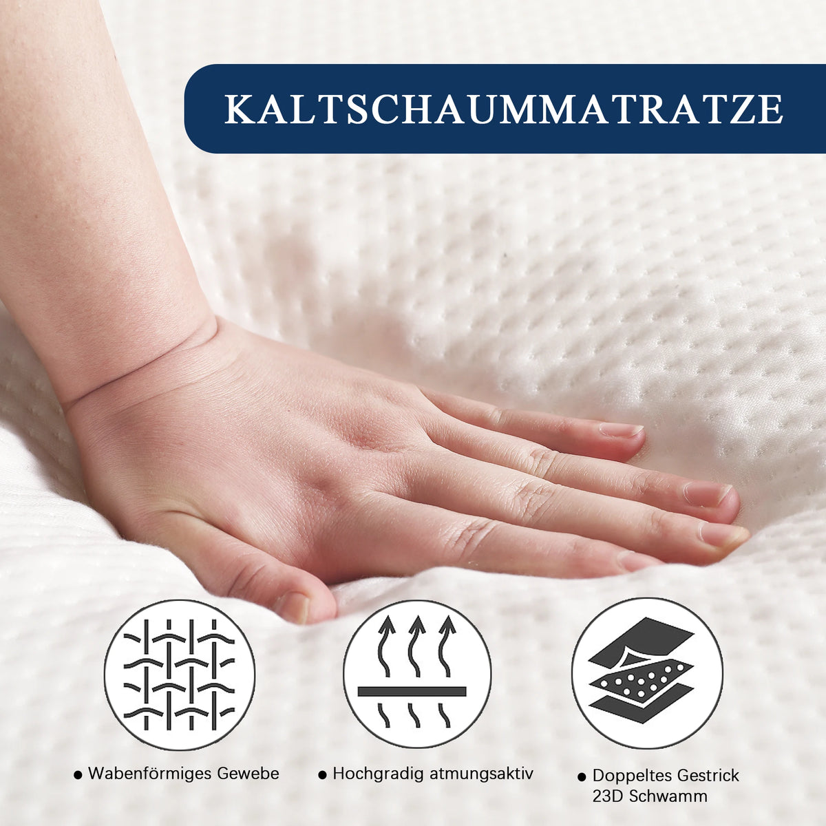 Mattress, Comfortable, Honeycomb Fabric, Bamboo Carbon Sponge, Eco-Tex Certified, Ergonomic, breathable and durable, Compression Sve - vue 4 sur 6