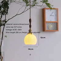 Nordic vintage ceramic and brass pendant chandelier