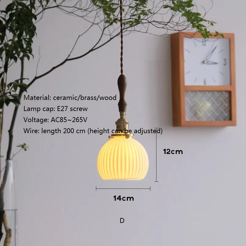 Nordic vintage ceramic and brass pendant chandelier