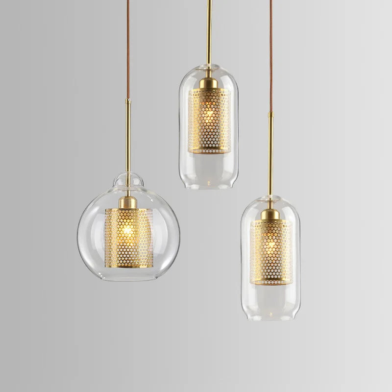 Nordic modern glass ball pendant light for dining room, kitchen or bedroom