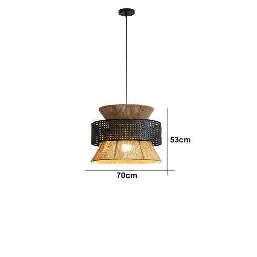 Chinese sabi wabi style rattan pendant light - vue 22 sur 24