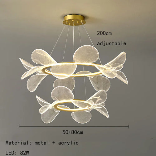 Acrylic chandelier with gold ring and dimmable light direct delivery - vue 11 sur 10