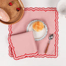 Embroidered cotton napkin with lotus edge, country style