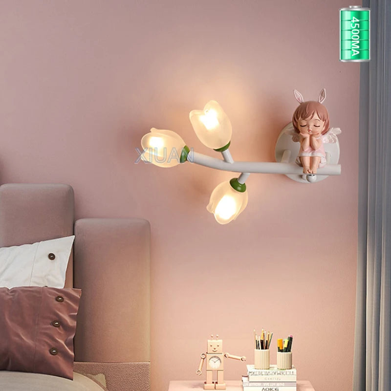 Rechargeable resin wall light for children's bedroom decorative