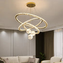 Modern crystal LED chandelier with gold star finish