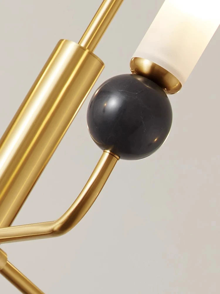 Vintage luxury marble and copper LED pendant chandelier - vue 6 sur 10