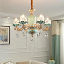 Modern luxury European retro crystal and ceramic chandelier
