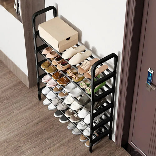 trendy space-saving 5-tier metal shoe rack - vue 4 sur 16