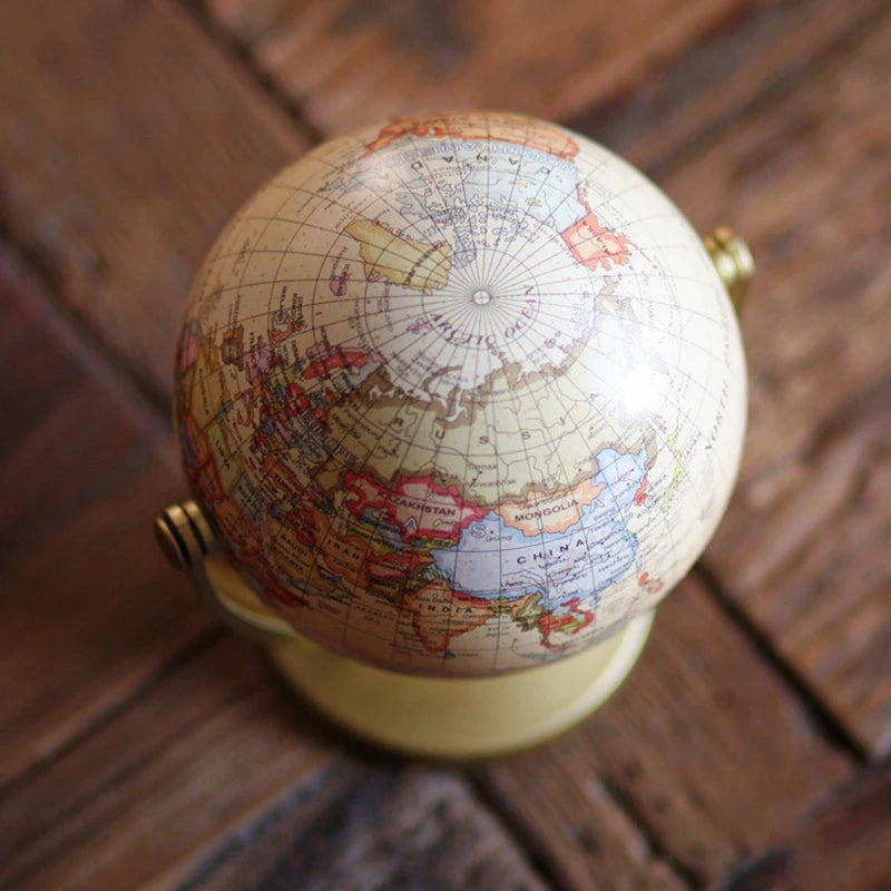 retro world globe for children learning geography creative decoration - vue 4 sur 7