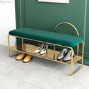trendy shoe bench with cushion and two-tier shelf