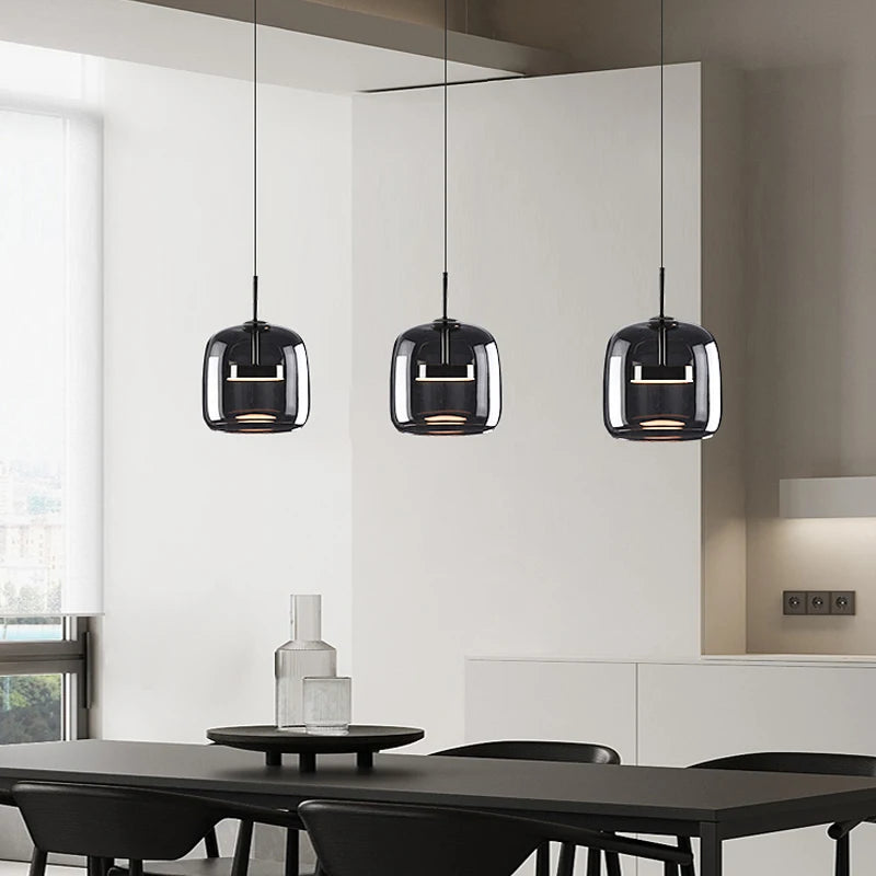 Modern black glass pendant light for interior decor