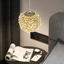 modern crystal pendant light with adjustable metal cord