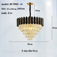 Modern luxury crystal LED chandelier, round or linear design