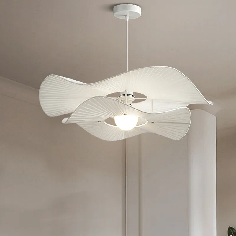 Nordic hat pendant light E27 white fabric hanging lamp for living room, dining room, or bedroom, LED indoor lighting