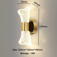 Modern luxury creative acrylic LED wall light gold or black for hallway, bedroom, bedside, corridor, home decor
