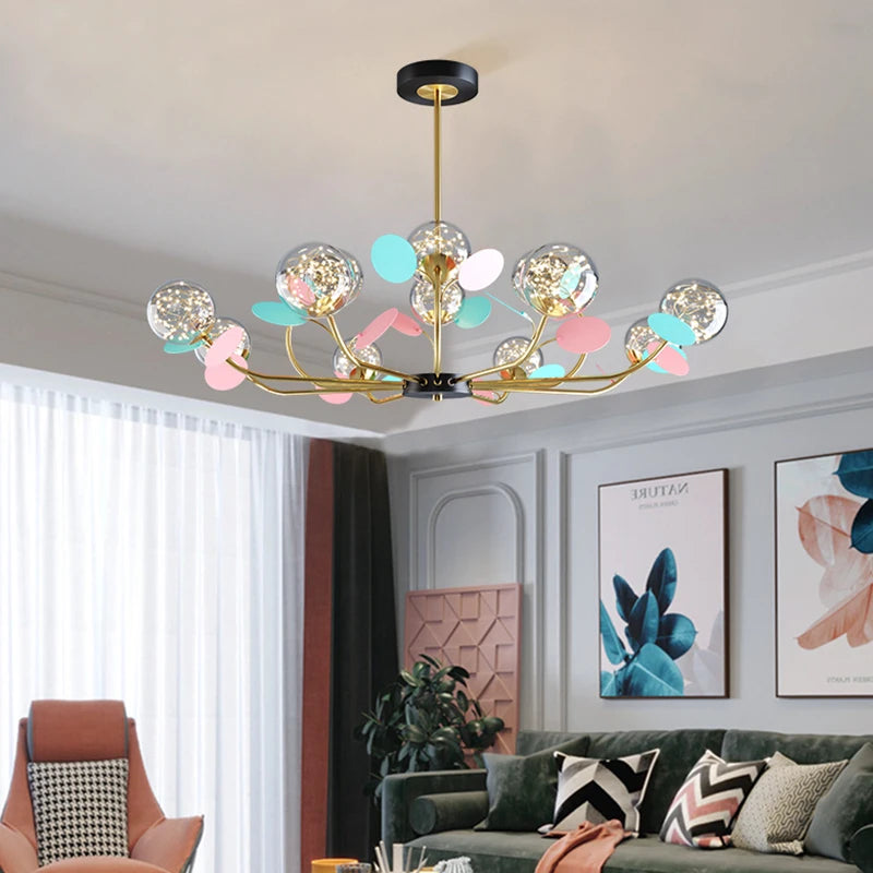 Modern nordic starry macaron creative LED chandelier