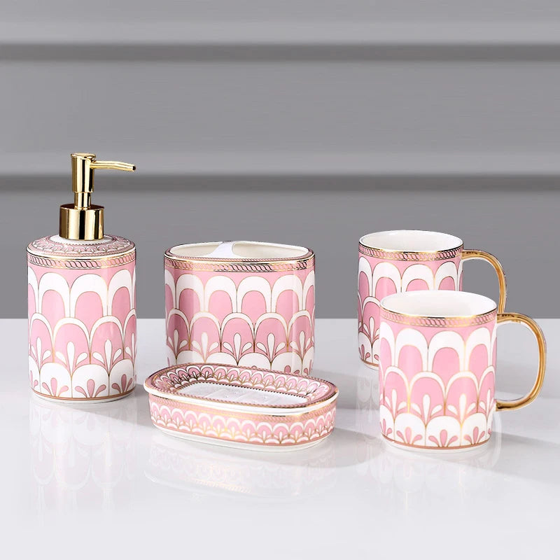 stylish and practical ceramic bathroom accessory set - vue 3 sur 17