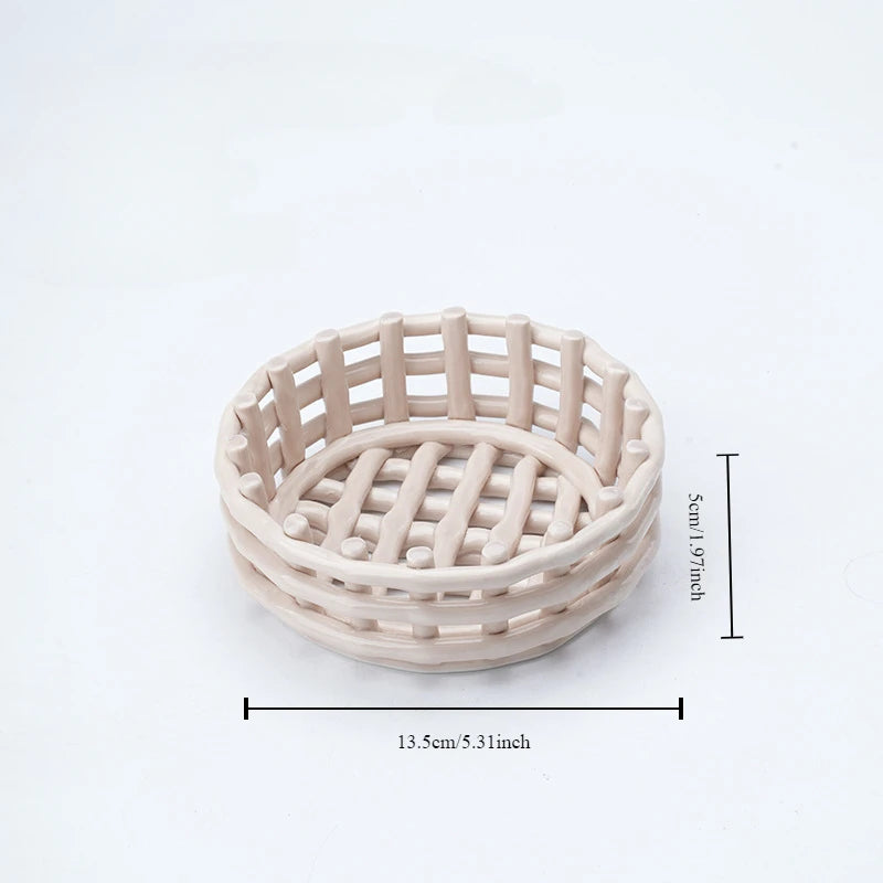 ceramic woven storage basket for decor and various uses