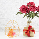 Metal hand basket for weddings with decorative handle