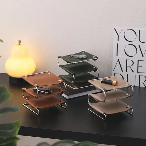 multifunctional leather and stainless steel storage rack