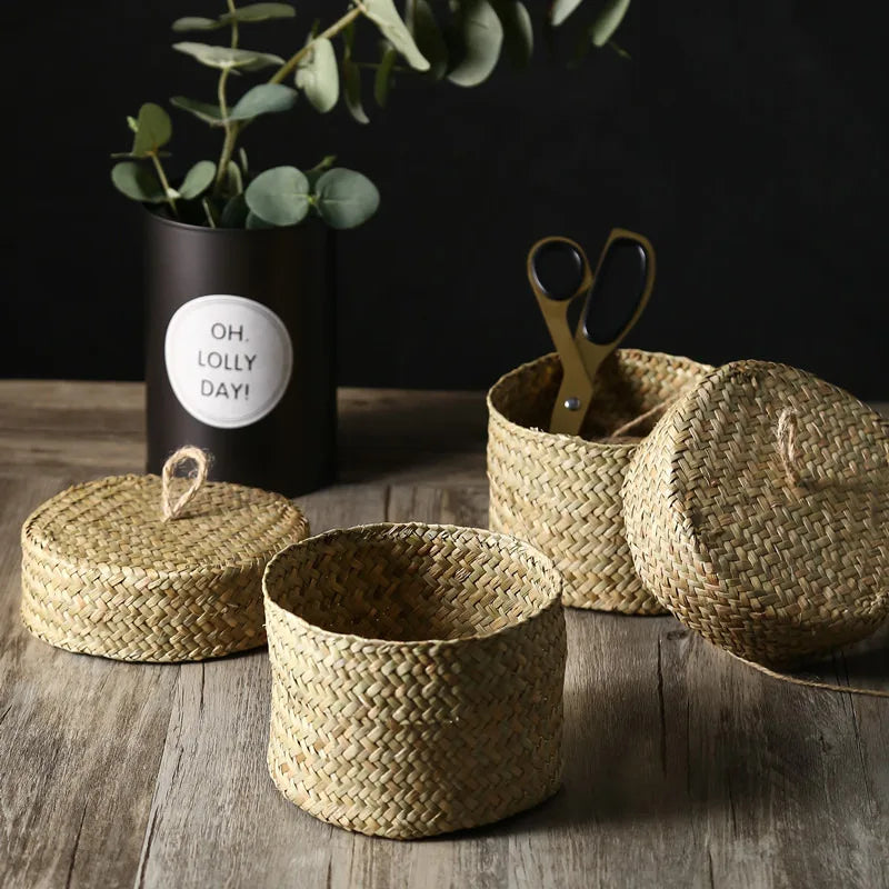Handmade wicker storage basket for snacks and flowers - vue 7 sur 8