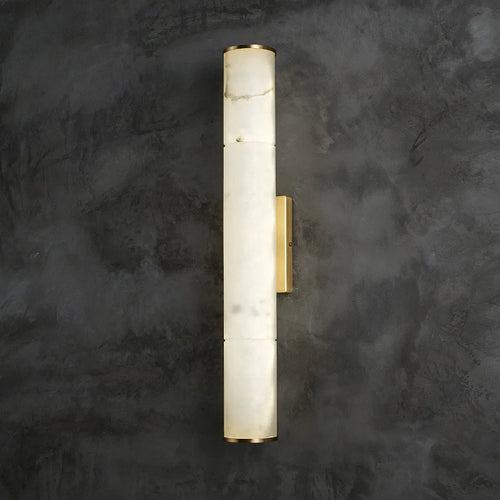 Art deco luxury wall lamp in brass and natural marble - vue 3 sur 10