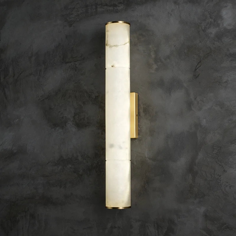 Art deco luxury wall lamp in brass and natural marble - vue 3 sur 10