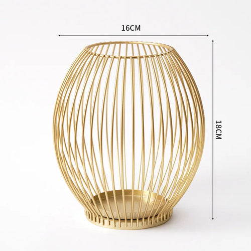 European Metal Lantern Candlestick,Arts and crafts ornaments,Gold Black Candle Holder,Home Decoration - vue 9 sur 11