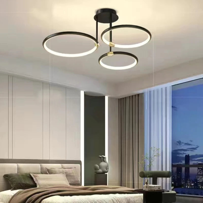 Modern LED chandelier with remote control and dimmer for indoor use