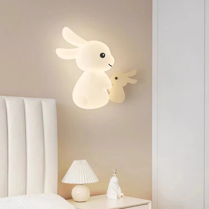 Cute rabbit LED wall lamp for children's bedroom nursery modern warm bedside light
