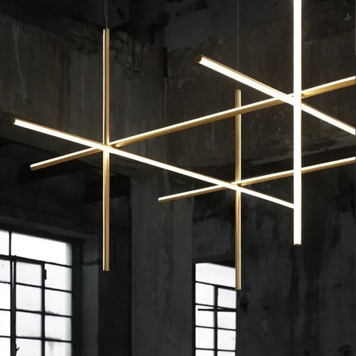 Italian designer tubular LED pendant chandelier - vue 5 sur 15
