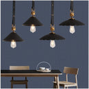 Modern leather chandelier with pendant light and crystal glass