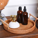 round woven rattan basket with handle for storage and display