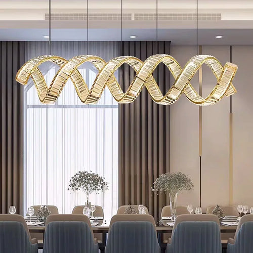 Modern crystal spiral design pendant chandelier - vue 2 sur 12