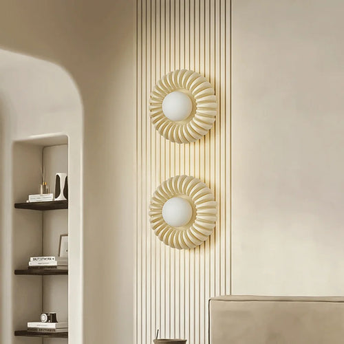 applique murale ronde rétro haut de gamme en verre blanc - vue 5 sur 8