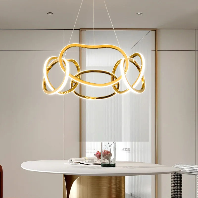 Modern chandelier with suspended silicone LED lamps - vue 5 sur 16