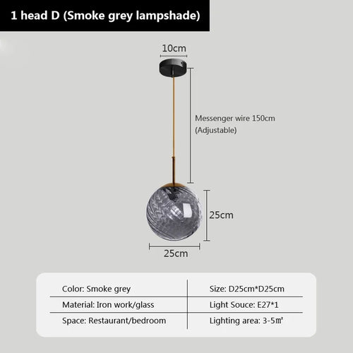 Modern glass pendant light for decorative indoor lighting - vue 15 sur 22