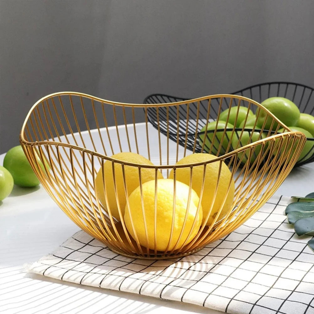 Modern metal storage bowls for snacks and fruit