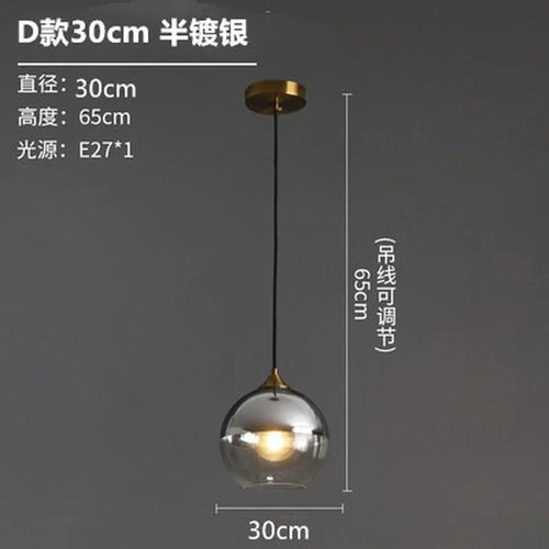 Nordic smoked glass luxury single pendant lamp - vue 15 sur 26