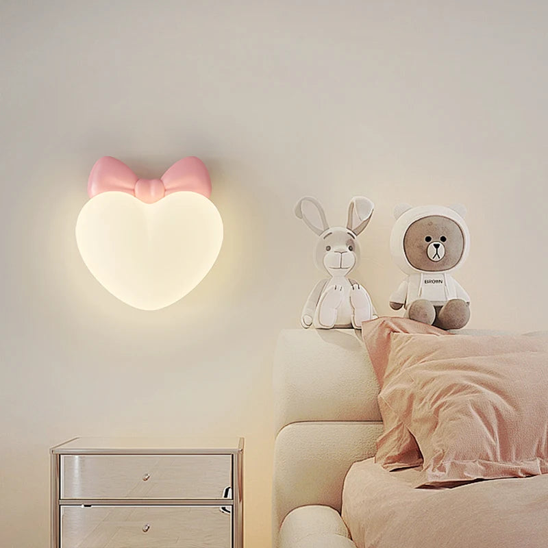 Romantic crown, heart and cloud LED wall light for children