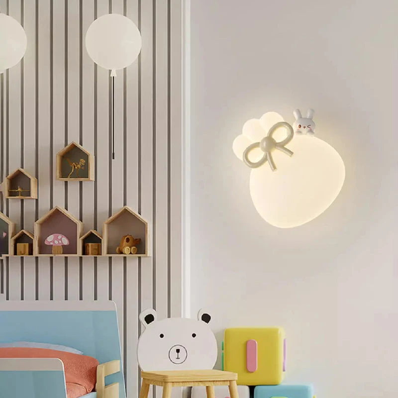 Decorative rabbit and bear wall light for children's room