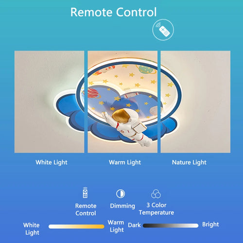 Astronaut cloud-shaped LED dimmable chandelier with remote and eye protection - vue 4 sur 11