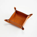 Foldable leather storage tray for various items
